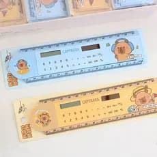 Régua Retrátil Capivara com Calculadora Solar – Design Fofinho, Compacto e Multifuncional