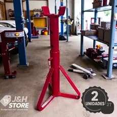 kit com 2 Cavalete tripé - até 2 Ton. Vermelho oficina mecânica reparos carros estética