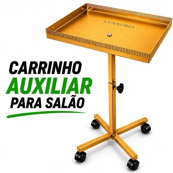 Carrinho Auxiliar Salão Megahair Dourado P/ Coloração