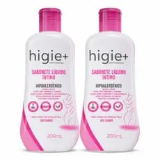 Kit 2 Frascos de Sabonete Liquido Intimo 200 ml Higie+ Hipoalergênicos
