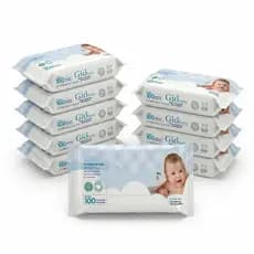 Kit 10 Toalhas Umedecidas Gio Baby 100 Folhas 98% Água Lenço umedecido bebê Vegano Hipoalergênico