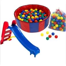 Piscina infantil com escorregador e 200 bolinhas coloridas ideal para brincar em casa