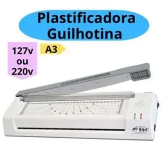 Plastificadora Laminadora A4 A3 Guilhotina e Arredondador de Borda Refiladora 3x1 OFF PAPER 127V ou 220V