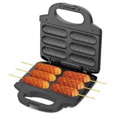 Máquina De Crepeira e Hot Dog Seis No Palito 110V Potência 750W Crepe Antiaderente Preto