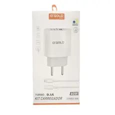 Kit Carregador Turbo 40w Carregador Rapido Para Celular IOS Turbo Carregador Saída USB-C Carregador 9.1A Fonte e Cabo  Qualidade Premium