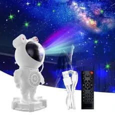 Luminária e Projetor De Estrelas e Lua Astronauta e Caixa de Som Bluetooth