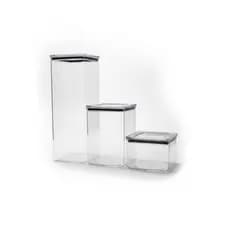 Kit 3 Potes Herméticos Cristal Transparente Acrilico Porta Mantimentos