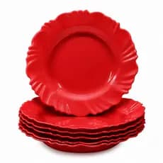Kit 10/20/30 Pratos Festa Vermelho Fundo Com Borda