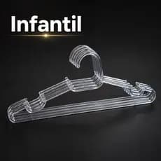 Kit 20/30/50 Cabides Infantil - Plástico Acrílico Transparente - Cabide Cristal