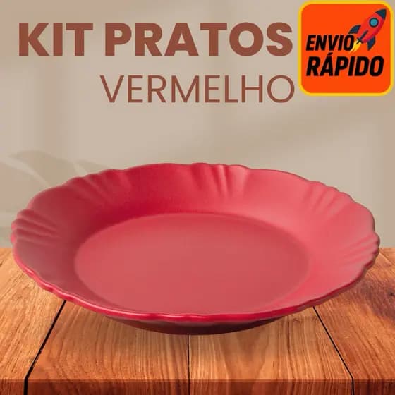 Pratos Festa Vermelhos Kit 80/90/100 – Perfeito para Eventos