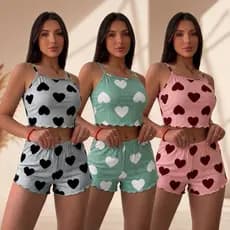 Conjunto Pijama Baby Doll Feminino Roupa de Dormir