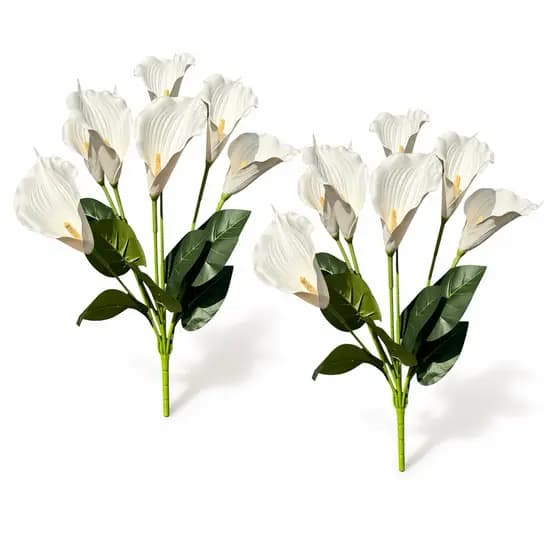 Kit 2 Buque Copo de Leite Branco X7 Flor Artificial 55CM