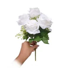 Buque De Rosa OFF White X7 Galhos Flor Artificial Arranjo 30CM