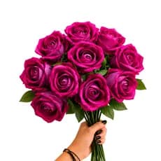 10 Rosas Artificiais Rosa Claro Veludo Realista para Arranjos