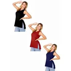 kit 3 Regata Fitness Tapa BumBum Academia, Mullet, com fenda lateral - Caminhada, esportes