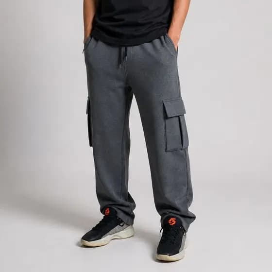 Calça Cargo Baggy de Moletom Unissex