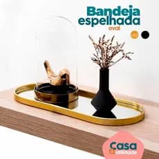 Bandeja Espelhada Decorativa Espelho Oval Retangular Decoração Multiuso Modelos Diversos