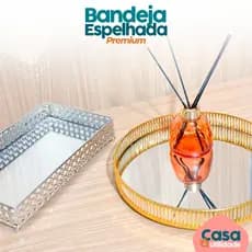 Bandeja Espelhada Linha Premium Decoração Luxo Lavabo Perfume Banheiro Decorativa
