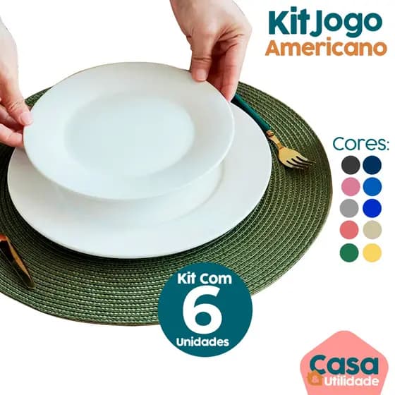 Kit Jogo Americano C/ 6 ou 4 Unid Redondo Para Mesa Jantar Descanso De Prato Suplast Souplast Luxo