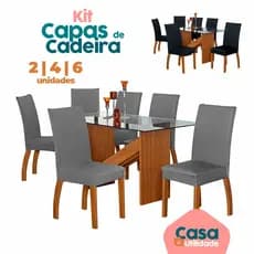 Capa de Cadeira 2, 4 e 6 Unidades Preta Cinza Capas de Cadeira Protetor de Assento