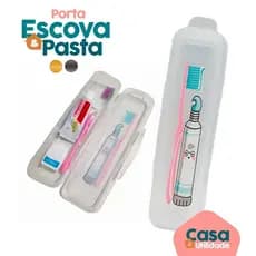 Estojo Dental Porta Escova e Pasta de Dentes De Plástico Com Trava