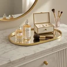 Bandeja Oval Decorativa Espelhada Luxo Orgânica Lavabo Penteadeira