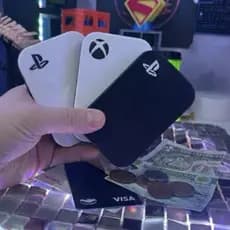 Carteira e Porta Cartões Gamer - Playstation / Xbox Porta cartões de débito e crédito Colorido Organizador