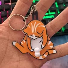 Criativo Puxar Jogar Ovo Gato Chaveiro Brinquedo Engraçado Rotativo Acrílico Saco Pingente Para Crianças Presentes