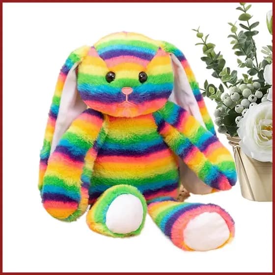 Coelhinho Da Páscoa Brinquedo 13.78 Polegada Arco-Íris Listrado Macio Bonito Colecionável Decoração De Para Namorada Mul