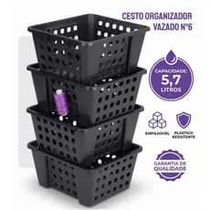 Kit 5 Cestos Organizador Multiuso Banheiro Grande 23x22x13cm
