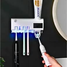 Suporte Dispenser Esterilizador UV Escova e Creme Dental ENVIO IMEDIATO