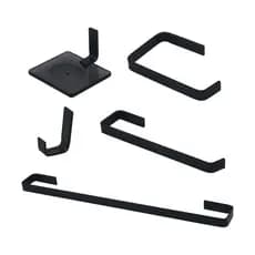 KIT JOGO DE ACESSORIOS PARA BANHEIRO SIMPLES DE PAREDE PRETO FOSCO DE METAL