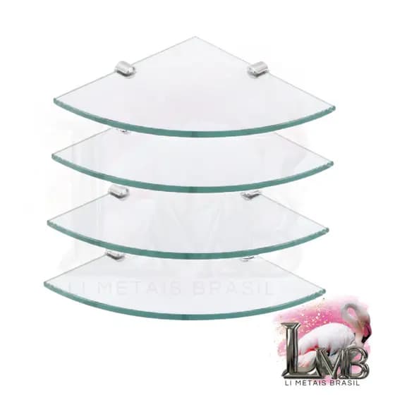 KIT PRATELEIRAS 4 PEÇAS DE COZINHA PARA COZINHA, BANHEIRO FIXO DE PAREDE SUPORTE EDE VIDRO INCOLOR