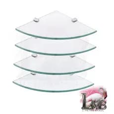KIT PRATELEIRAS 4 PEÇAS DE COZINHA PARA COZINHA, BANHEIRO FIXO DE PAREDE SUPORTE EDE VIDRO INCOLOR