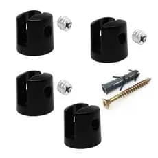 SUPORTE PINO FENDA PRETO 2 FUROS PARA VIDRO DE 6mm - 04 UNIDADES