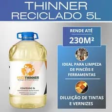 Thinner Reciclado 5L para limpeza industrial e diluição de tintas vernizes e resíduos de pintura