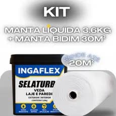 Manta Líquida Impermeabilizante 3,6Kg Com Tela Bidim 30m Para Umidade Em Laje Telhado