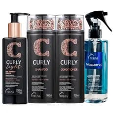 Kit Truss Curly  - Shampoo 300ml + Condicionador 300ml + Frizz Zero Máscara Líquida 260ml +  Light Leave in 250g