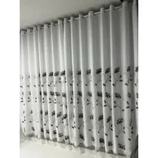 Cortina Bordada com Forro em Microfibra 3,00x2,60 Voil Luxo Ilhós Cromado Fabricante Sala Quarto
