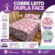 Cobre Leito Casal/Queen Dupla Face 03 Peças Matelado + 2 Fronhas | Colcha Elegante Macia e Resistente