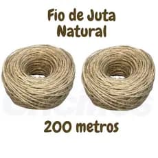 Fio de Juta Natural Kit 200 Metros 1,5mm Corda Cordão Lembrancinha