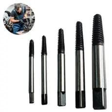 Kit Extrator de Parafusos 5 Peças de Aço  Parafuso quebrado Espanado Macho Compátível