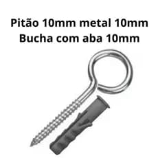 Kit Parafuso Pitão Metal 10mm com Bucha -100 peças