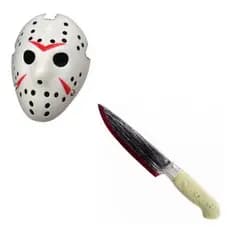 MASCARA JASON COM FACA HALLOWEN MÁSCARA FANTASIA PARA HALLOWEN
