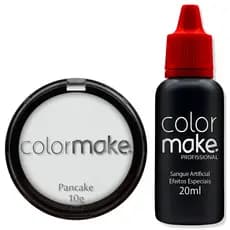 Kit Sangue Artificial + Pancake Branco Colormake Maquiagem Vampiro