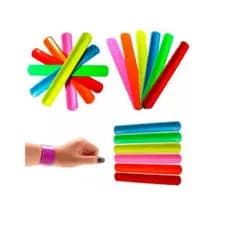 50 Unidades Pulseira Bate Enrola Festa Cores Neon Sortidas