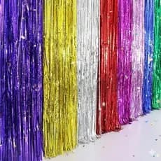 10 Cortina Metalizada Decoração Parede Fundo para Festas Brilhante JL
