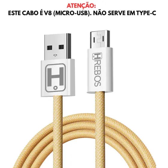 Cabo Turbo Hrebos 3 Metros Micro-USB V8 3.1A Blindado Reforçado 🔌⚡