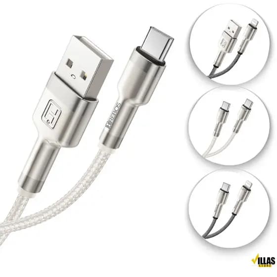 Cabo Hrebos Metal Waves Turbo Tipo-C Para Tipo-C 100w / USB Tipo C 60w / iPhone 27w 1m 2m