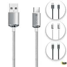 Cabo Hrebos Luxury Acrylic Turbo 3.1A Tipo-C / Lightning / USB Reforçado Premium 1m e 2m